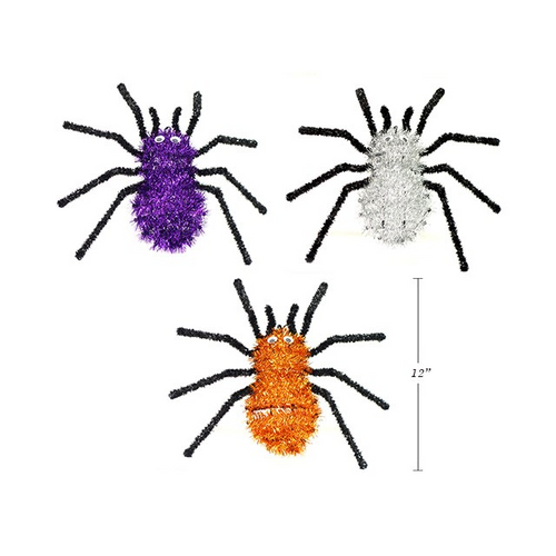 HWEEN TINSEL SPIDER HANGING DECO 30X33CM 3COLS HWEEN TINSEL SPIDER HANGING DECO 30X33CM 3COLS