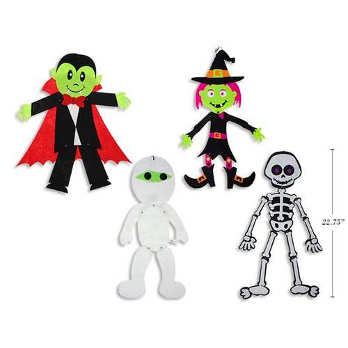 HWEEN FELT JOINTED HANGING DECO W/GLITTER 4ASST DESIGNS 58CM 1PC HWEEN FELT JOINTED HANGING DECO W/GLITTER 4ASST DESIGNS 58CM 1PC