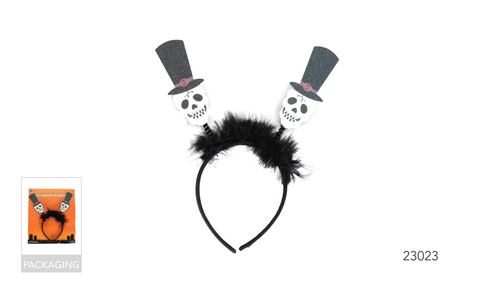 Skull with top hat headband Skull with top hat headband