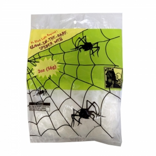HALLOWEEN GLOW IN THE DARK SPIDER WEB, 2 OZ HALLOWEEN GLOW IN THE DARK SPIDER WEB, 2 OZ