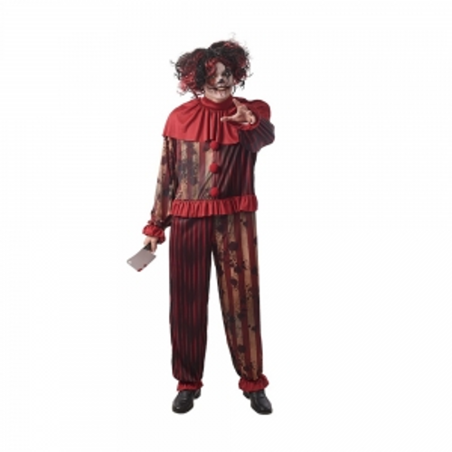 ADULTS CREEPY CLOWN , SHIRT PANTS COLLAR