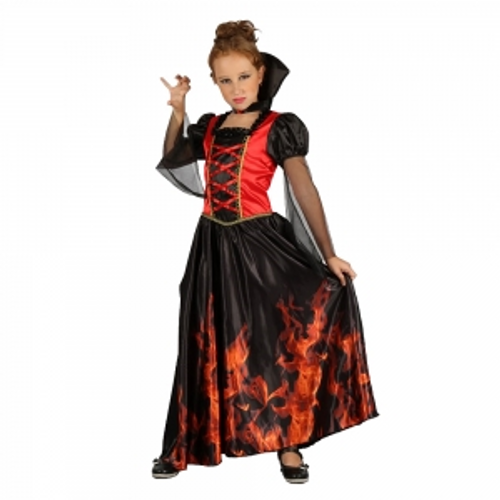 GIRLS VAMPIRESS W/ FLAME DESIGN COSTUME IN PVC BAG, W/COLOUR CARD, , DRESS, COLLAR GIRLS VAMPIRESS W/ FLAME DESIGN COSTUME IN PVC BAG, W/COLOUR CARD, , DRESS, COLLAR