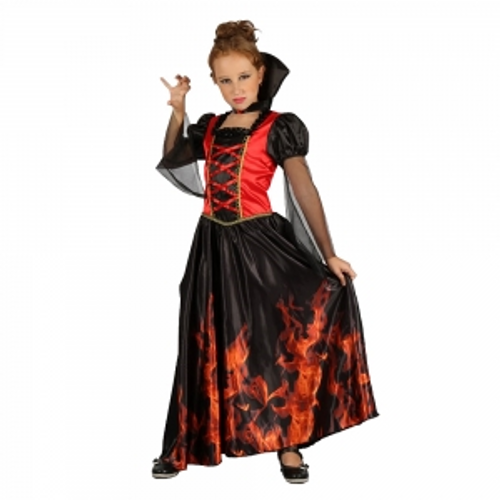 GIRLS  VAMPIRESS W/ FLAME DESIGN  COSTUME IN PVC BAG, W/COLOUR CARD, , DRESS, COLLAR