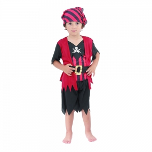 TODDLER  RED PIRATE, SHIRT W/ ATTACHED VEST, PANTS, BELT,BANDANNA