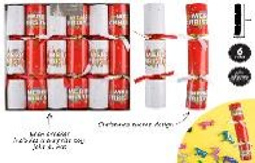 6PCE MERRY CHRISTMAS XMAS  CRACKER SET 30X5CM