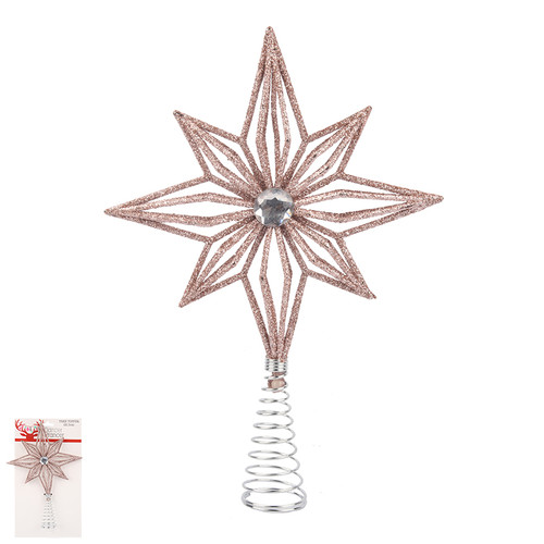 ROSE GOLD STAR TREE TOPPER 21CM