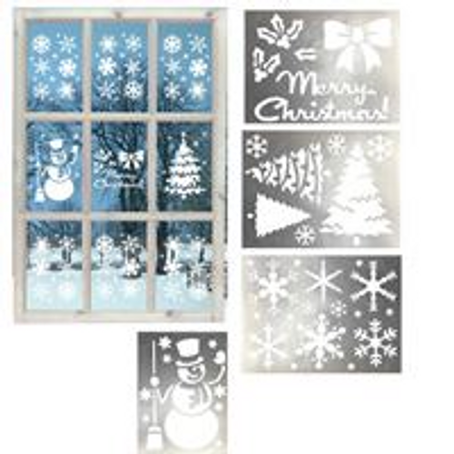 XMAS WNDW STENCIL 4PK