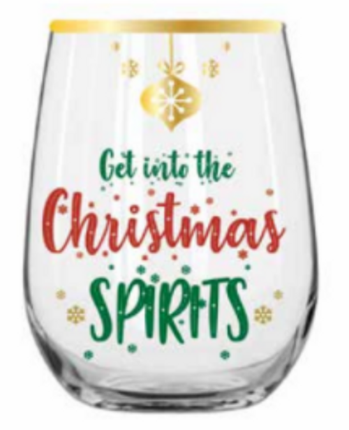 NOVELTY CHRISTMAS STEMLESS GET INTO THE CHRISTMAS SPIRITS 600 ml
