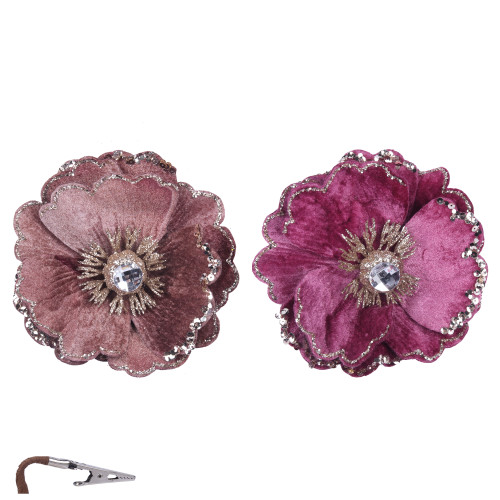 2A FLOWER W/JEWEL & CLIP 15CM 1PC