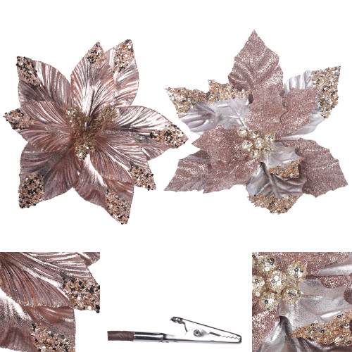 2A TAUPE POINSETTIA W/CLIP 28CM 1PC