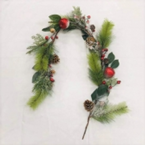 PINE GARLAND W/APPLE BERRY CONE 130CM