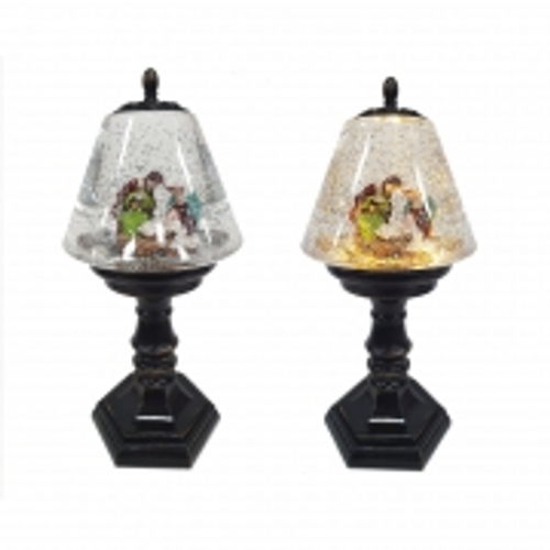 SNOW GLITTER LAMP NATIVITY USB MUSIC 13X13X30CM