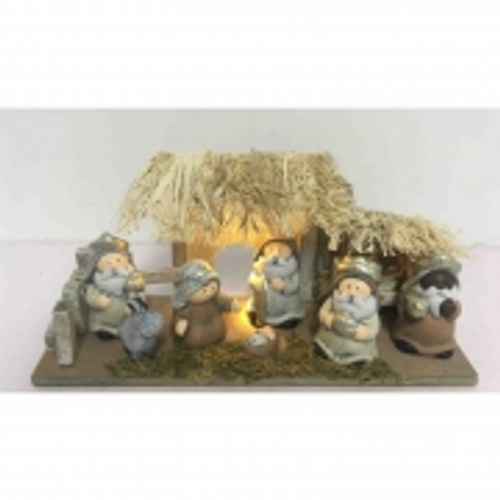 FIG - NATIVITY CUTE VERSION W/LED 31X10.5X13.5CMH 7PCE