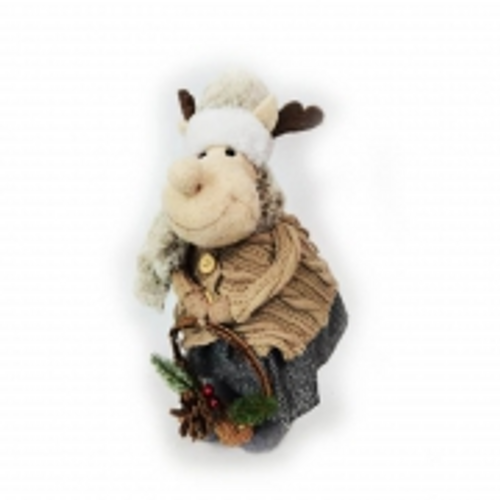 FABRIC REINDEER BROWN 15X16X32CM