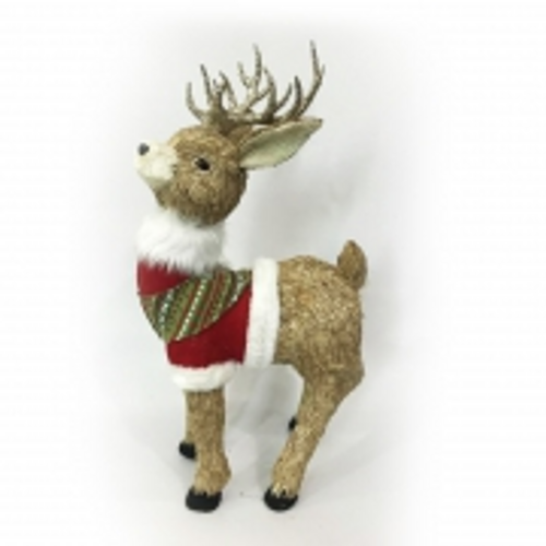 FIBRE REINDEER IN RED 16X30X56CM STANDING