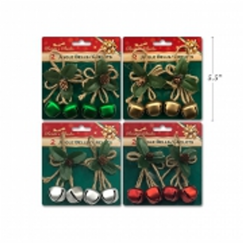 XMAS BELLS PK2 30MM W/HOLLY & CONES 4COLS