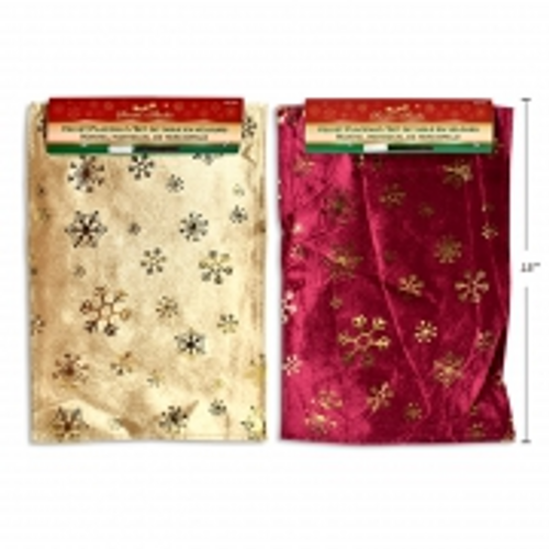 XMAS PLACEMAT VELVET FOIL SNOWFLAKES 30X45CM 2ASST COLOURS  1PC