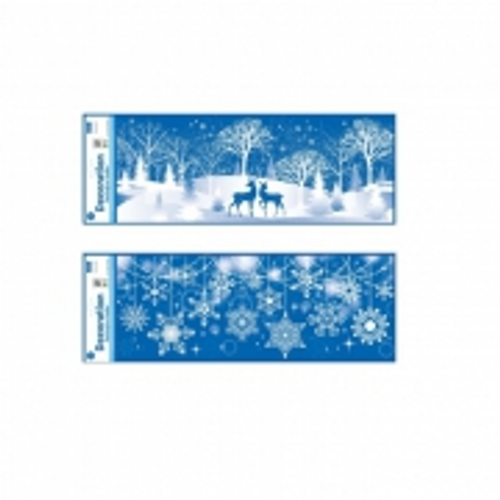 XMAS STICKER GLITTER SNOW SCENE WINDOW CLING 4ASST DESIGNS 1PC