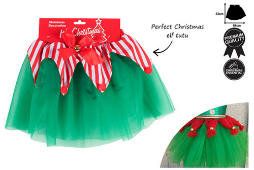 XMAS ELF TUTU WITH BOW 64 X 33 CM