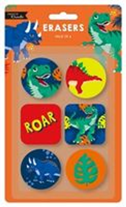 DINO ERASERS 6PACK