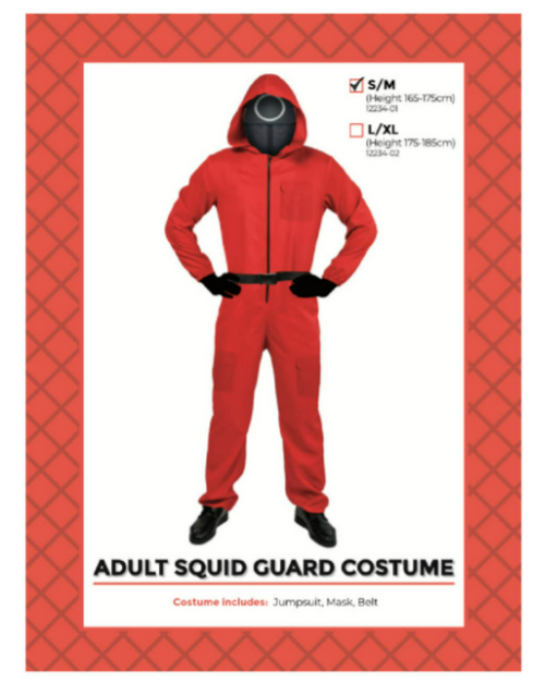 Adult Squid Guard Costume Circle S/M Red