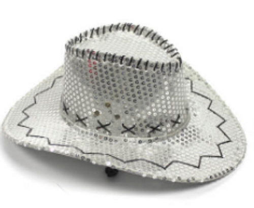 Deluxe Sequin Cowboy Hat (Silver)