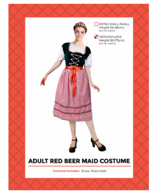 Adult Beer maid Red Costume M/L was 91904