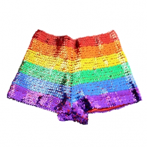 RAINBOW SEQUIN SHORTS ON HANGER