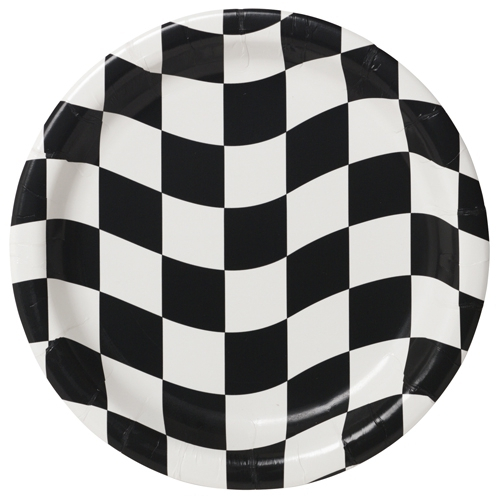 Black & White Checkered Dinner Plates