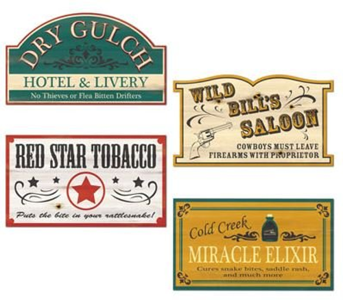 Old Style Western Signs Cutout