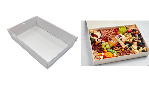 Grazing Box with Clear Plastic Lid - White Series 30.5cm x 20.5cm x 8cm