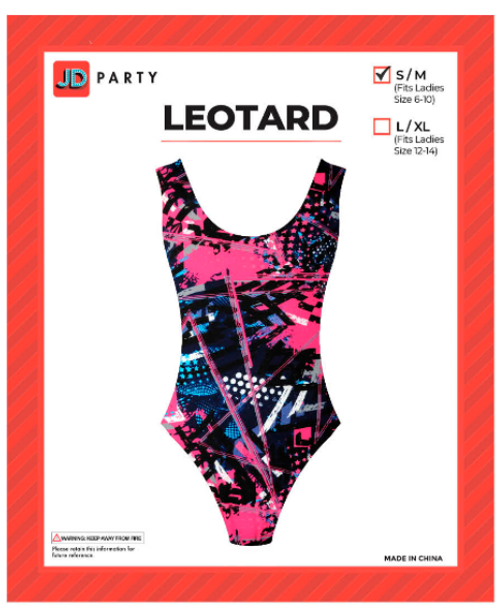Adult Print Leotard (S/M) (Pink Grid)