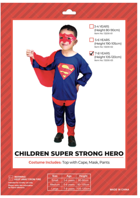 Children Superman Costume (002)(L)(7-8 years)