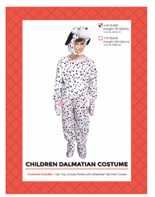 Children Dalmation Animal Costume 4-6