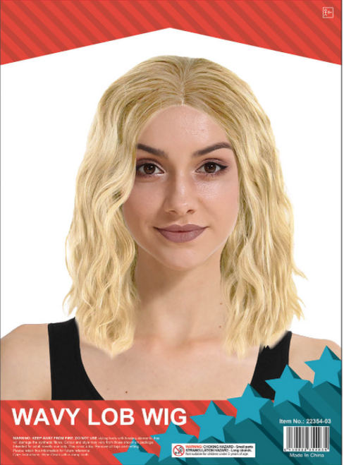 Lob Wavy Middle Part Wig (Blonde)