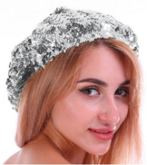 Sequin Beret Hat (Silver)