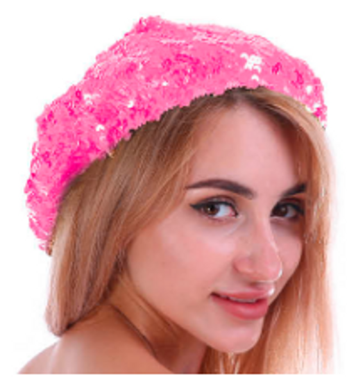 Sequin Beret Hat (Light Pink)