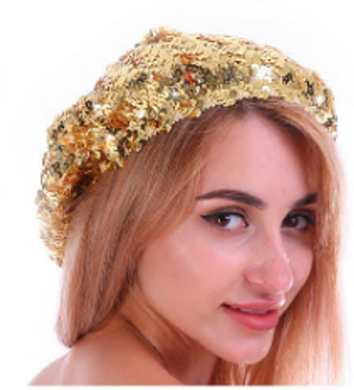 Sequin Beret Hat (Gold)