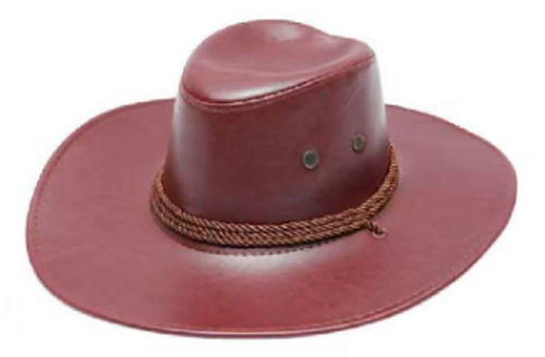Leather (Faux) Cowboy Hat (Red Brown)