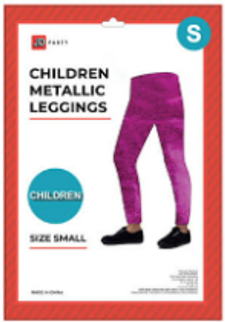 Children Metallic Leggings (S) (Hot Pink)