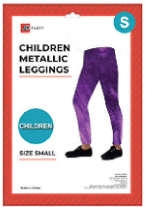 Children Metallic Leggings (S) (Purple)