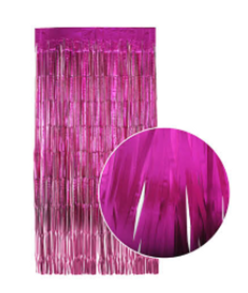 Matte Tinsel Curtain (Hot Pink) 1m wide x 2m long