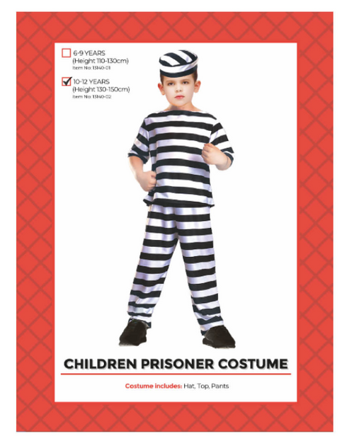 Children Prisoner Boy Costume (10-12 years)