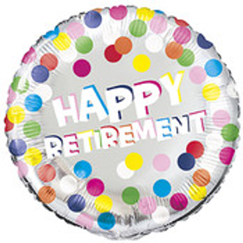 CLRFL DOT RETIREMENT 18" FOIL BLN PKG