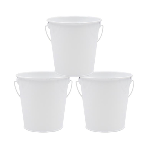 Metal Decorative Bucket - All White Series