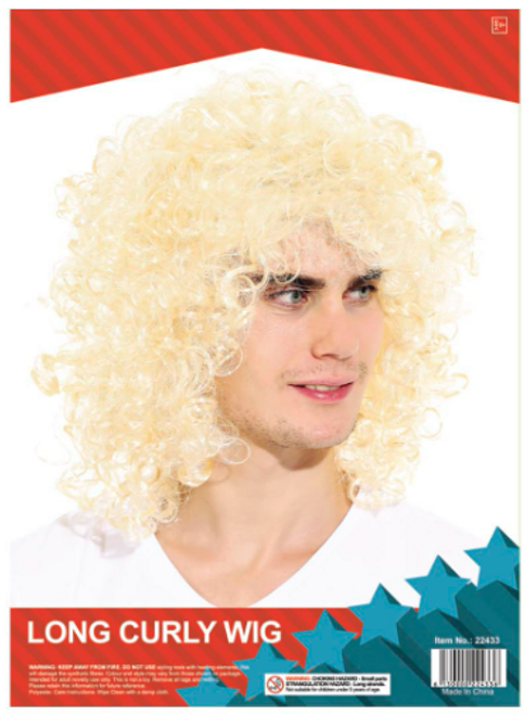 Mens Long Curly Wig (Blonde)