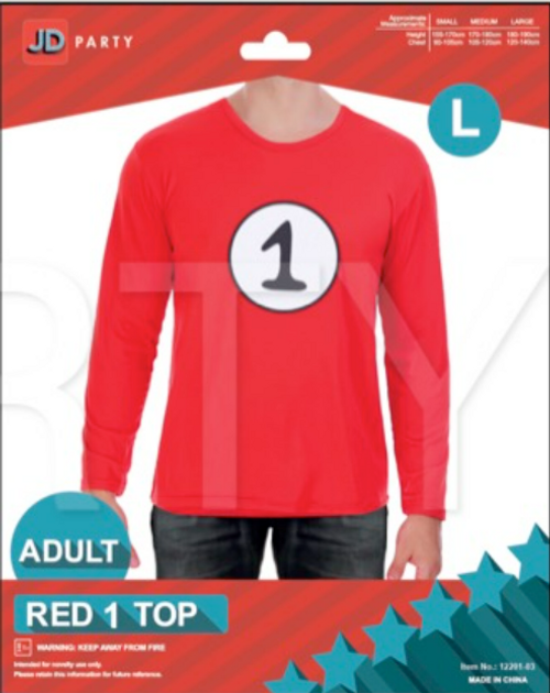 Adult Red 1 Long Sleeve Top (L)