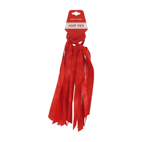 *2PK TASSEL HAIR TIES-RED