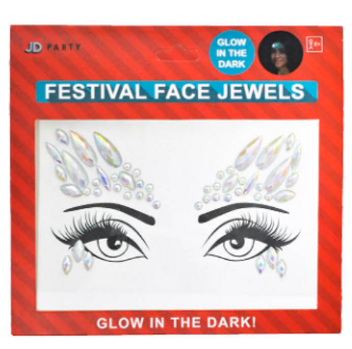 Glow in the dark Diamonte Face (Silver Brows)