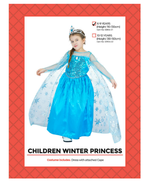 Children Ice Queen  Costume (6-9 years)